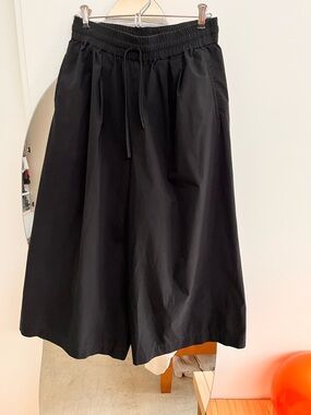 Muji Black Wide Leg Pants with Elastic Waist